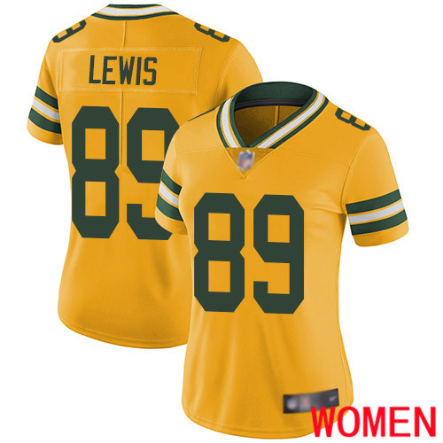 Green Bay Packers Limited Gold Women #89 Lewis Marcedes Jersey Nike NFL Rush Vapor Untouchable